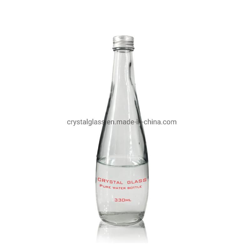 Empty Transparent 330ml 500ml High Flint Juice Drink Beverage Mineral Water Glass Bottle with Aluminium Cap