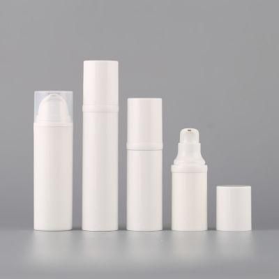 Cylindrical 5ml 10ml 15ml White PP Plastic Airless Pump Bottle with Snap Lotion Pump