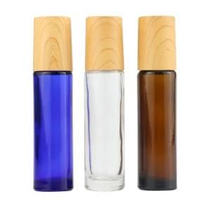 10ml Roll on Bottle for Essential Oils with Bamboo Lids, Clear Glass Roller Bottles