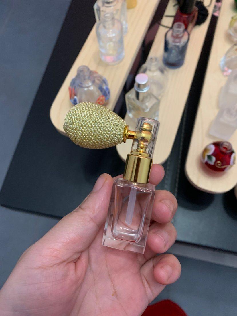 15ml 10ml Vintage Perfume Bottle Short Spray Refillable Empty Glass Powder Bottle for Home Travel Golden Cap