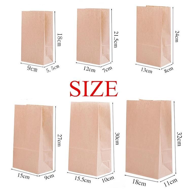 Takeaway Food Packaging Square Bottom Brown Kraft Paper Bags