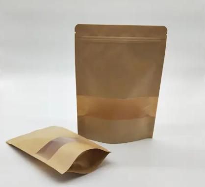 Hot Sale Stand up Packaging Pouch Kraft Pape Bag Zip Lock Clear Window