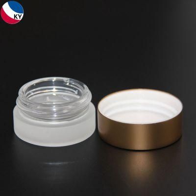 Small Clear Frosted Cosmetic Eye Cream Lip Balm 7ml 5ml 5g Glass Jars with Rose Gold Lid
