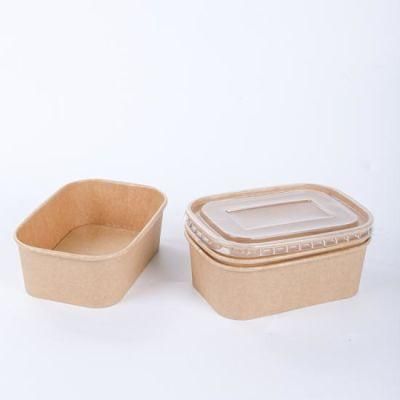 Custom Logo Printed Fruits Packaging Cheese Storage Container Takeaway Lunch Salad Kraft Paper Bento Food Box