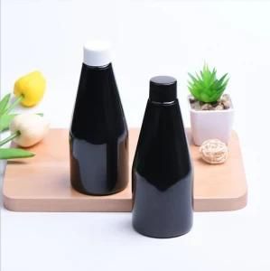250ml Pet Plastic Cone Shape Black Color Shower Gel Shampoo Cosmetic Bottle with Screw Cap