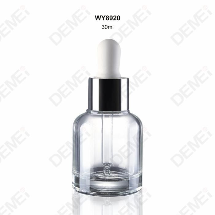 20 30ml Cosmetic Packaging Round Shoulder Fat Glass Dropper Bottles with Gold Press Button Pipette Dropper Cap