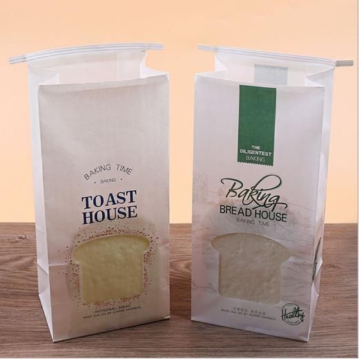 Custom Printed Full-Color Wire Curling Toast Bag, Baking Packaging, Self-Sealing Transparent Window, Kraft Paper Packaging Bag, Bread Bag Food Storage Box