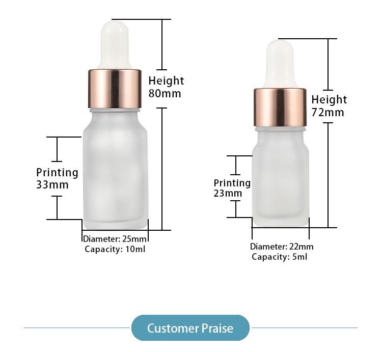 10ml 20ml 30ml 50ml 100ml Frosted Transparent Glass Dropper Bottle Glass Bottle with Rose Gold Dropper