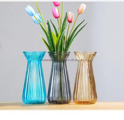 22*10.5 Cm Narrow Neck Colored Glass Vase for Decoration