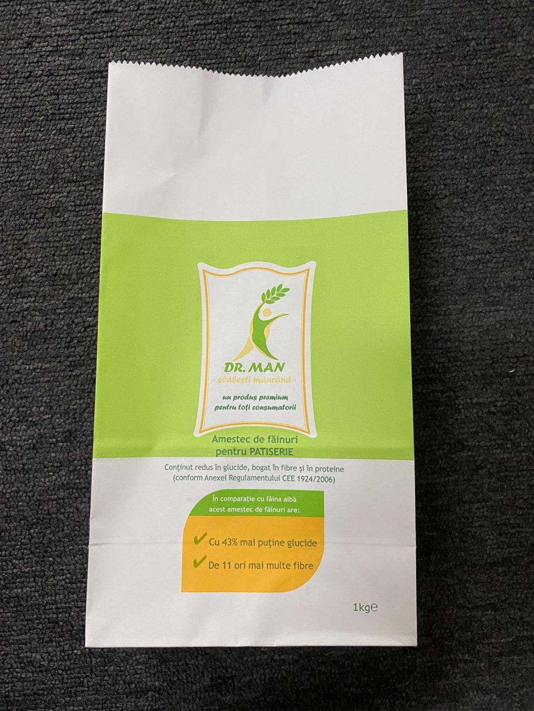 SGS Certificated Design Printed 1kg 2kg Kraft Paper Packaging Rice Flour Bag