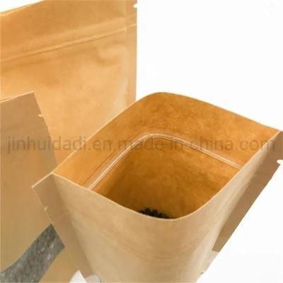 Zip Lock Kraft Paper Window Bag for Food Packaging