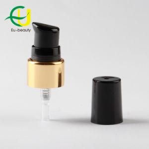 20/410 High Quality Shiny Gold Coating Cosmetic Cream Pump with Black Cap