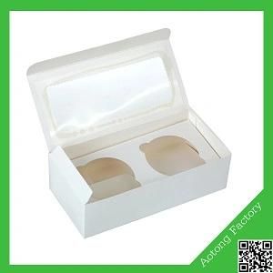 Hot Selling 2 Hole Cheap Cupcake Boxes with Clear Window