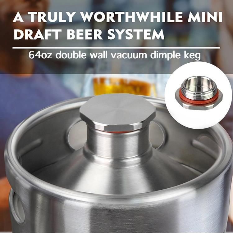 Stainless Steel 2L Mini Beer Tap Dispenser Kegs Keg Vacuum