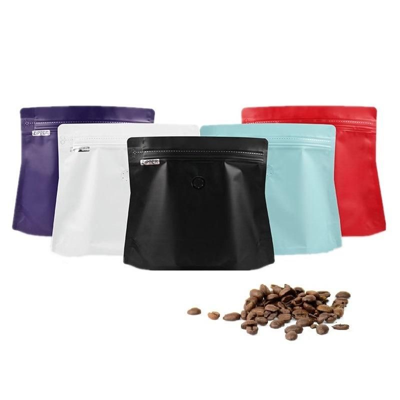 Resealable Kraft Paper Wholesale Coffee Packaging Bag Pouch Matt Black 500g