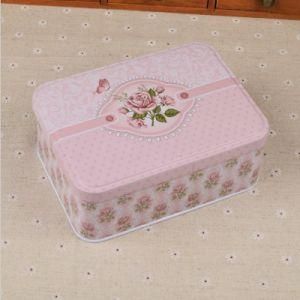 Manufacturers Wholesale Tinplate Box Rectangular Tin Foreign Trade Pink Rose Rectangle Handmade Cookies Box
