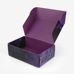 Cheap Custom Logo Printed Purple Clothing Packaging Box Paper Corrugated Mailer Box with Logo