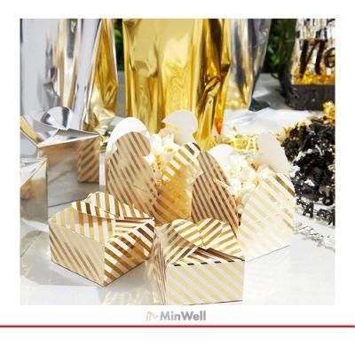 China Wholesale Gold Foil Striped Party Favor Paper Gift Boxes