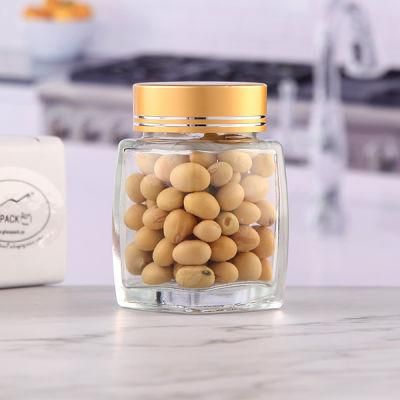 Glass Packing Jar Square Shape Jar with Screw Cap
