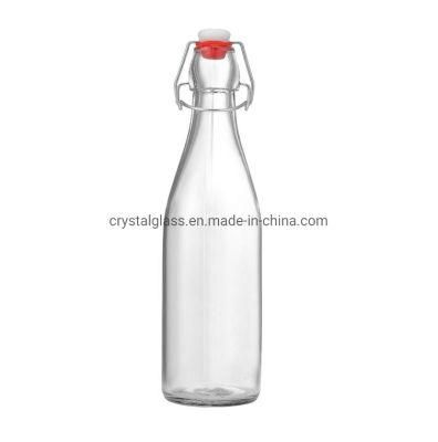 250ml 500ml 980ml Square Shape Recycled Eco Friendly Clear Swing Top Glass Soft Drink Bottle