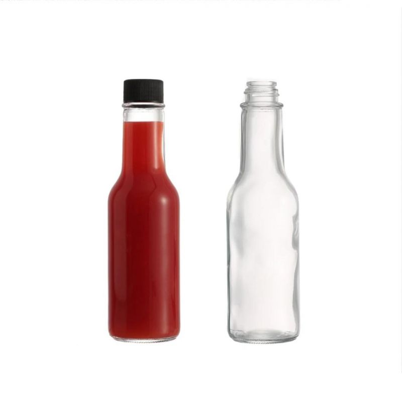 5 Oz 150ml Empty Hot Sauce Chili Sauce Woozy Glass Bottle with Plastic Lid