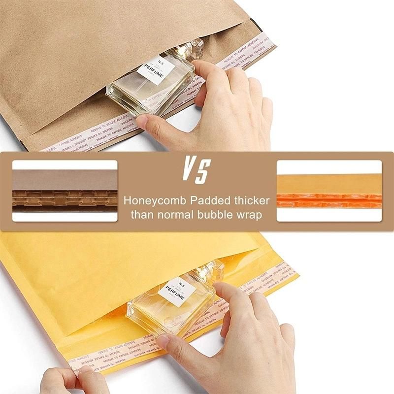 Fully Paper Custom Logo Mailing Bag Cellular Shaped Kraft Paper Lining Padded Brown Envelope for Shipping