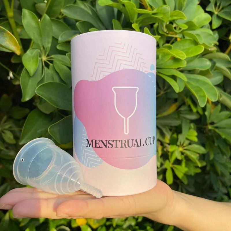Firstsail Custom Printed Period Menstrual Cup Round Paper Box Packaging Bag Gift Wig Cosmetic Cylinder Tube with PVC Window Lid