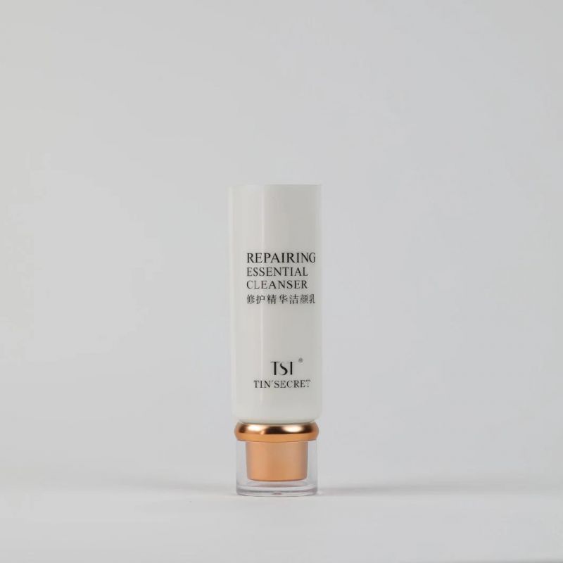 Plastic Pump Foam Facial Cleanser or Bb Cream Recycled Lotion Shiny Gold Cosmetic Packaging Tube
