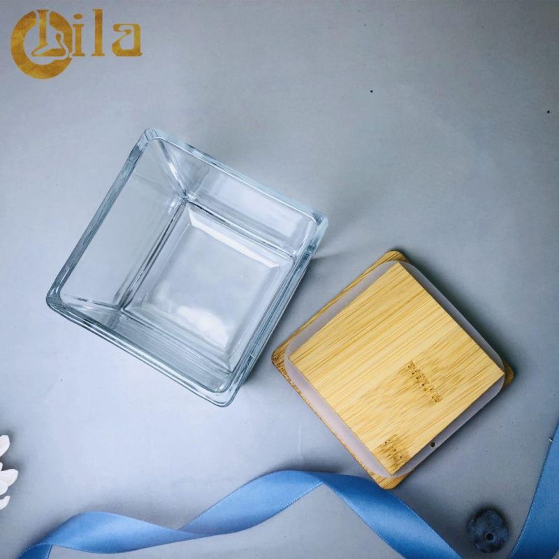 Wholesale New 300ml China Luxury Candle Glass Jars with Bamboo Wood Lids