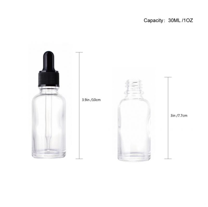 Glass Bottle with Pure Dropper Perfume Sample Tubes for Essential Oil New Reagent Pipette Refillable Bottle Empty 30/60ml