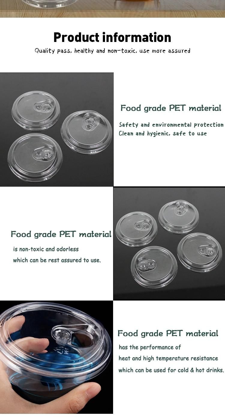 Disposable Plastic Tableware 92mm Diameter Pet Plastic Lid Transparent Custom for Cup