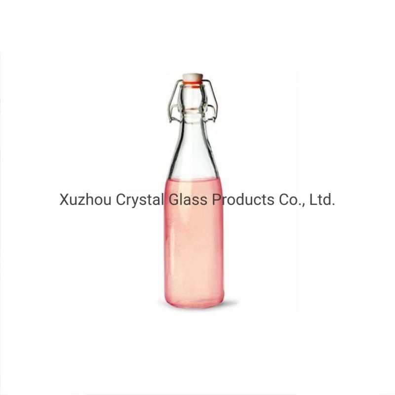 500ml 1000ml Glass Beverage Bottle with Flip Top Clip Lid