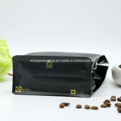 Black Matte Color Aluminum Foil Flat Bottom Stand up Black Pouch with Pocket Zipper Bags
