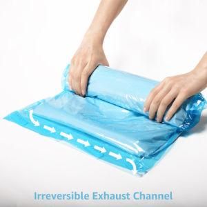 Blue Hand Roll Vacuum Space Saver Flat Vacuum Compression Bags Travel Vacuum Storage Bag