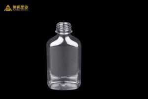 Clear Plastic Bottle Drink Juice Milk Cafe Flat Square Vase Bottle with Aluminum Bottle Caps/Plastic Cover