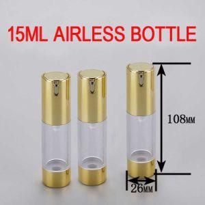 15ml Gold Airless Packaging Bottle, Cosmetic Lotion/Serums Plastic Bottle
