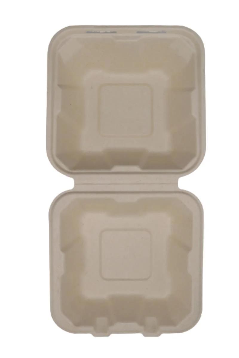 Custom Logo Greaseproof Foldable Sugarcane Bagasse Pulp Packaging Box Wholesale