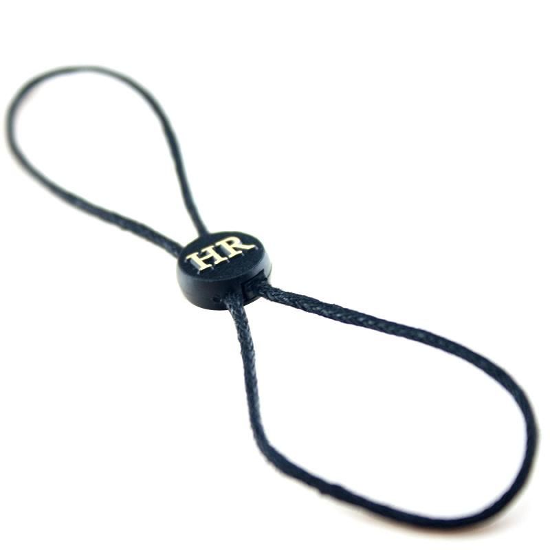 Luxury Hot Stamping Black Plastic String Seal Tag for Jeans