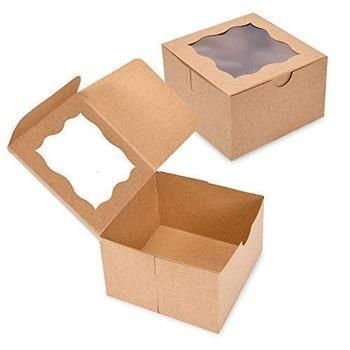 Brown Craft Cake Box Custom Printing Logo with Handle Wedding Box Packaging