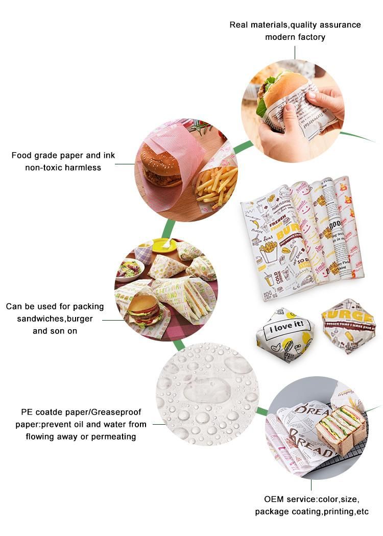 Wholesale Sandwich Hamburger Food Wrapping Paper