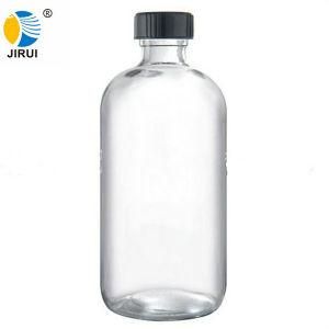 Clear Glass Boston Round Bottle (Black Phenolic Cap)