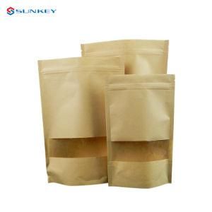 Wholesale Waterproof Reusable Food Pouch Stand up Zip Kraft Paper Bag White