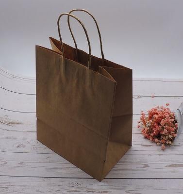 Custom Printing Cheap Shopping Carry Packaging Recycled Brown Kraft Paper Bags for Coffee Brand Food Grocery