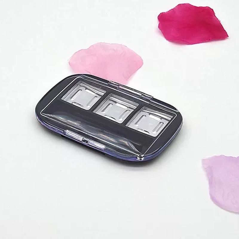 Transparent 3 Square Eyeshadow Lipstick Cosmetic Empty Powder Makeup Box Grid Packing Case