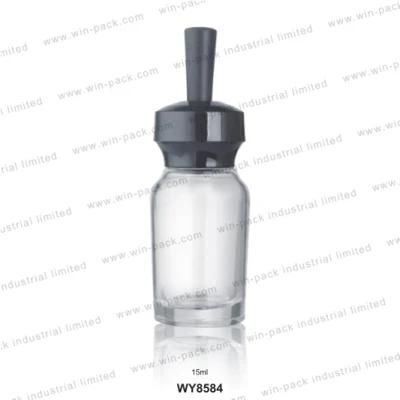 30ml 50ml 100ml 120ml Unique Shape Clear Glass Bottle Pump with Black Cap for Skincare