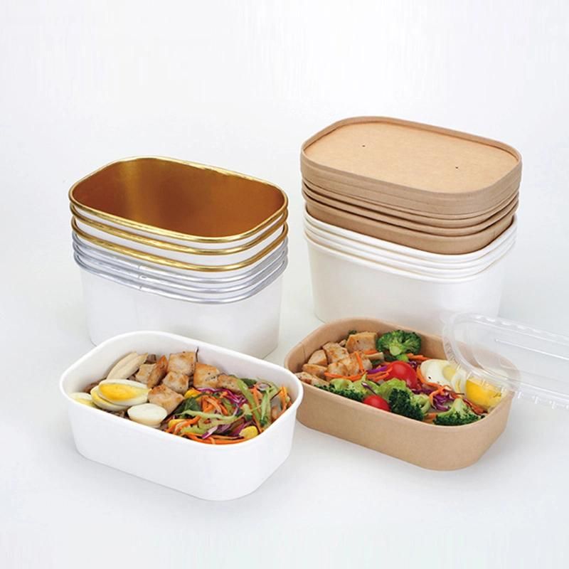 Wholesale Square Paper Bowl Disposable Brown Takeaway Square Paper Bowl