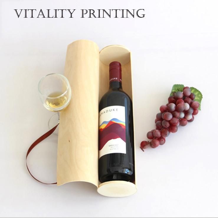 Custom Wholesale Printed Portable Antique Wooden Wine Liquor Box, Rope Carries a Bottle of Wine Box Gift Packaging