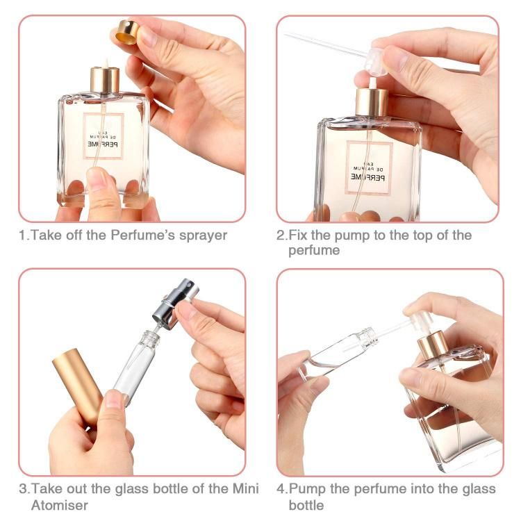 5ml Empty Luxury Refillable Amuminum Glass Cosmetic Container Packaging Mini Fine Mist Spray Perfume Bottle