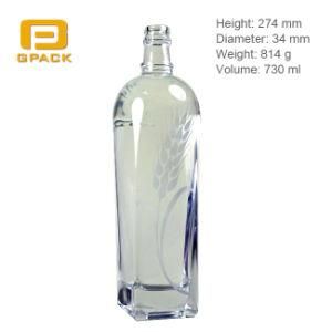 75cl Vodka Spirit Glass Bottle with Leaf Screen Silk Printing Decal Hot Stamping Ciroc Red Wine Black Brandy Bottles