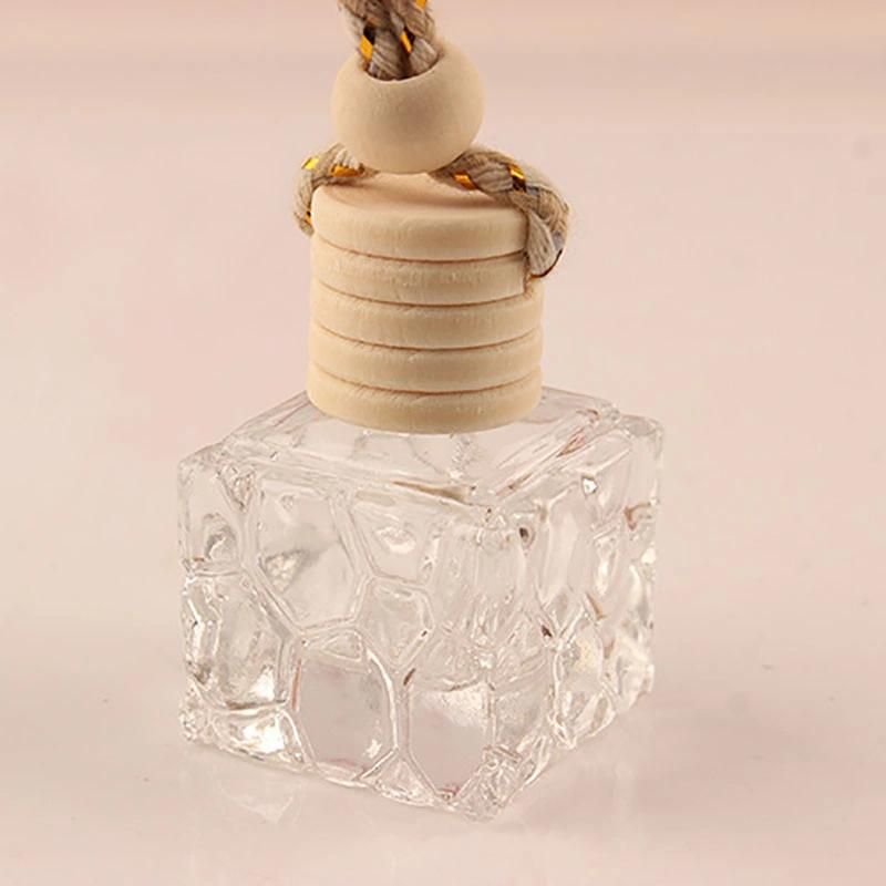 Car Perfume Bottle Square Glass Car Fragrance Bottle Pendant 8ml Perfume Empty Car Air Freshener Perfume Glass Bottle
